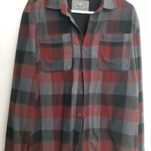 Free Country Burgundy and Charcoal Plaid Shirt